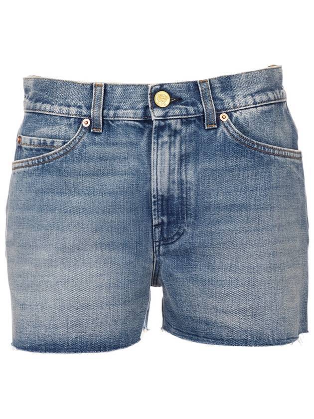 Strawberry Washed Denim Shorts Blue - GUCCI - BALAAN 1