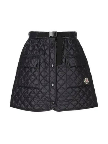 Logo Patch Quilted Mini Skirt Black Women's Skirt 195515 - MONCLER - BALAAN 1