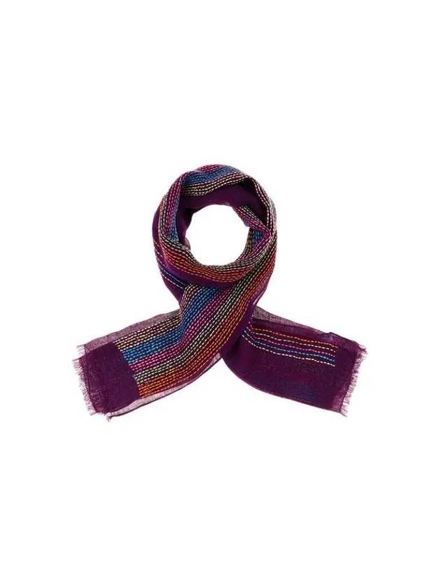 PS color combination stitched linen scarf purple - PAUL SMITH - BALAAN 1