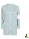 Women's Chunky Merino Wool Oversized 4 Bar Cardigan Mint - THOM BROWNE - BALAAN 2