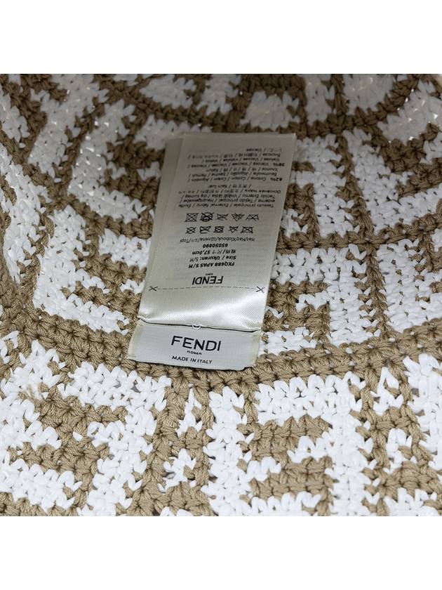 FF Motif Crochet Bucket Hat Beige - FENDI - BALAAN 7