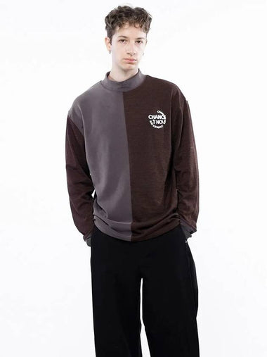 Men s M243MT03BR Circular Reverse Sleeve Half Neck Sweatshirt Brown - CHANCE'S NOI - BALAAN 1