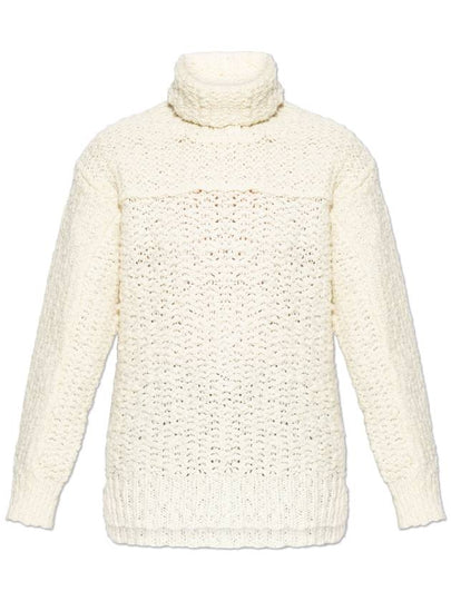 Polo Neck Wool Blend Knit Top Cream - MONCLER - BALAAN 2