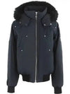 Men's Ballistic Bomber Jacket Black Fox Fur Navy - MOOSE KNUCKLES - BALAAN 2