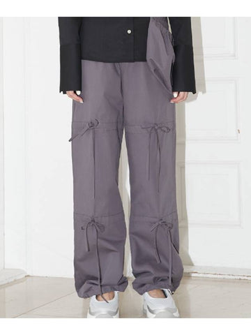 Ribbon String Pants With Bag Charcoal - ZIZEMUSEUM - BALAAN 1