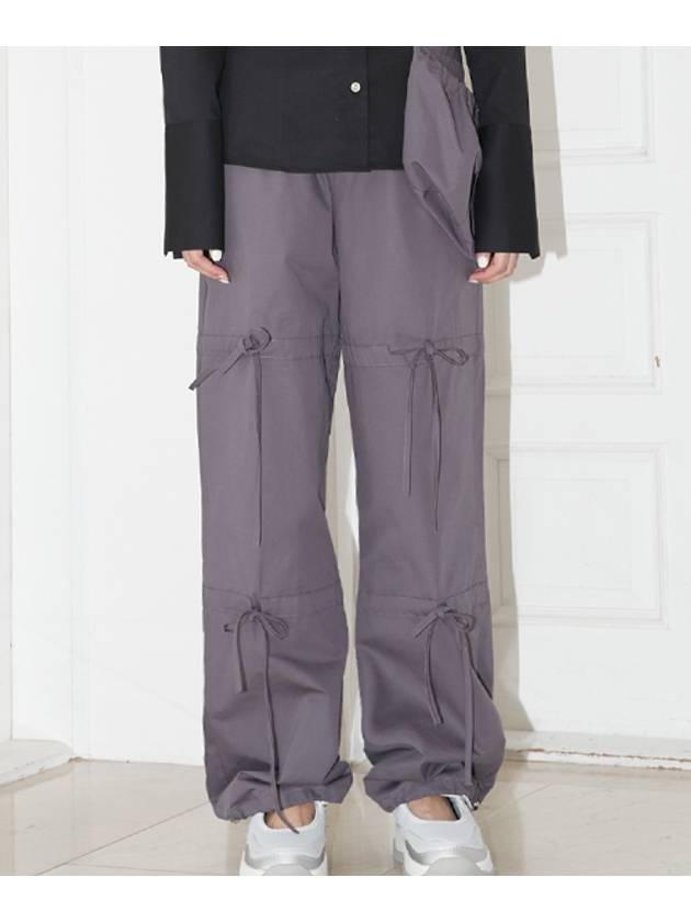 Ribbon String Pants With Bag Charcoal - ZIZEMUSEUM - BALAAN 2