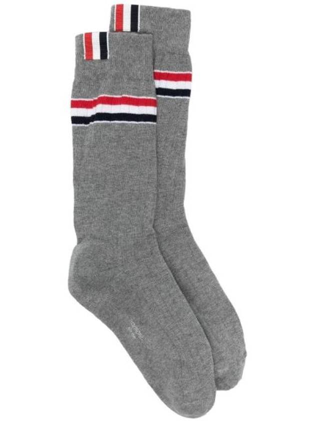 Athletic Striped Ribbed Cotton Socks Grey - THOM BROWNE - BALAAN 1