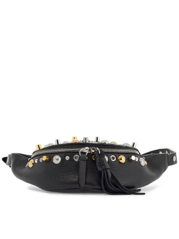 black leather belt bag with studs and shoulder strap - VALENTINO - BALAAN 1