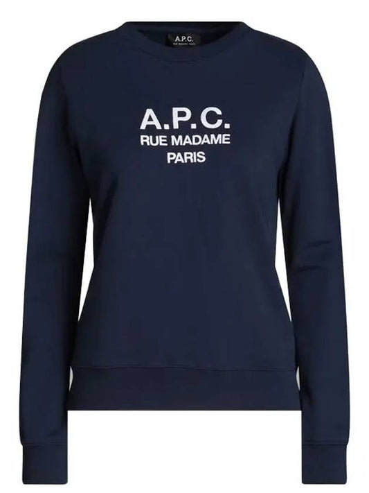 Women's Tina Logo Sweat Sweatshirt Navy - A.P.C. - BALAAN 2