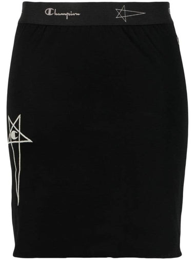 Women's Champion Logo Banding Jersey H-line Skirt Black - RICK OWENS - BALAAN 1