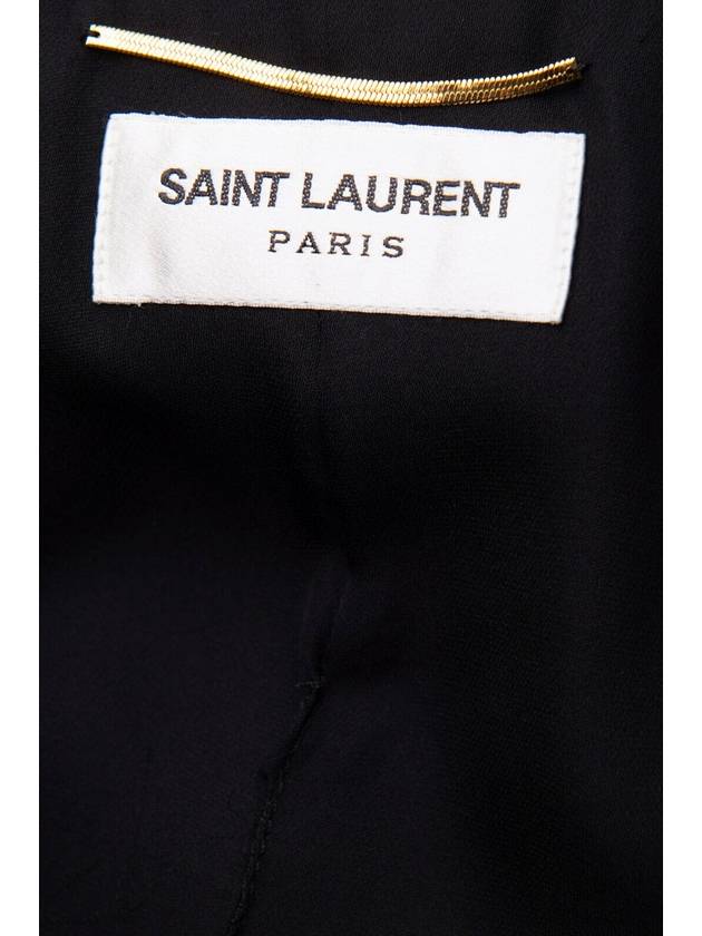 Georgette Jewel Decoration Opake Black Silk Jacket Style OnePiece Dress Size S - SAINT LAURENT - BALAAN 7