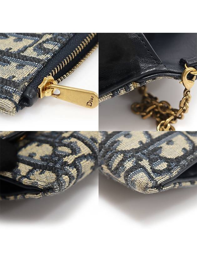 S5614CTZQ M928 Blue Oblique Jacquard Saddle WOC Chain Long Wallet Cross Bag - DIOR - BALAAN 6