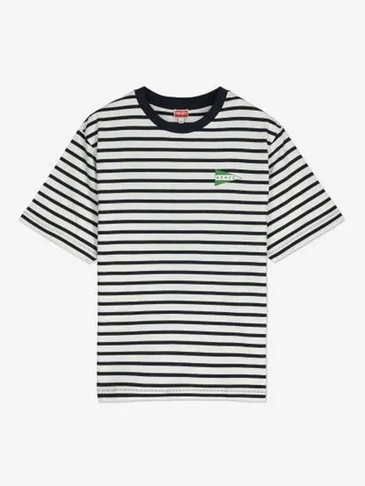 Nautical Stripes Oversized Cotton Short Sleeve T-Shirt Midnight Blue - KENZO - BALAAN 2