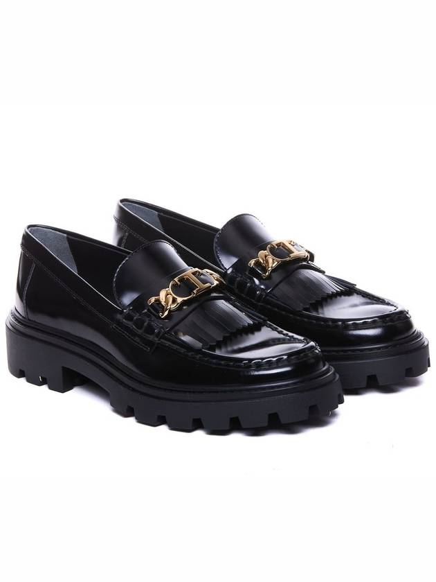 Leather Fringe Loafers Black - TOD'S - BALAAN 5