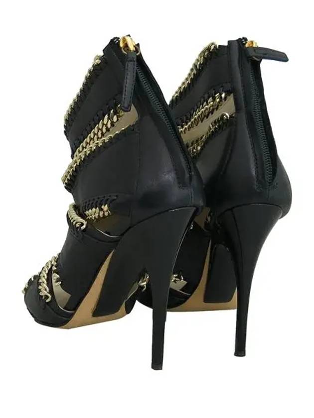 Black leather gold chain decoration women s shoes - GIUSEPPE ZANOTTI - BALAAN 4