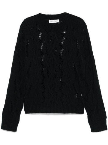 Cable Sonal Round Neck Knit Top Black - OUR LEGACY - BALAAN 1