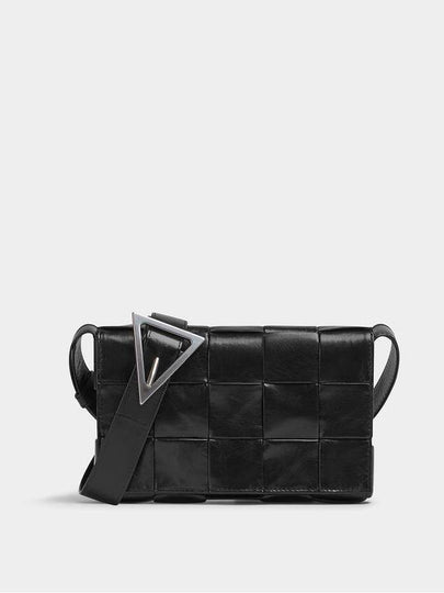 Cassette Intrecciato Small Leather Cross Bag Black - BOTTEGA VENETA - BALAAN 2