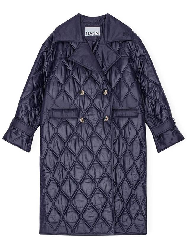 Quilted Double Coat Navy - GANNI - BALAAN 2