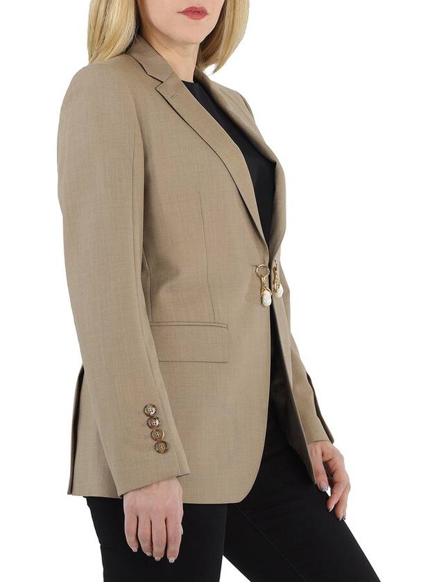 Women's Single Breasted Blazer Jacket Pecan Melange - BURBERRY - BALAAN 3