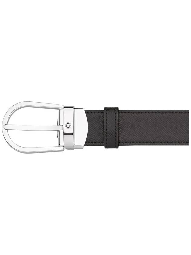 Horseshoe Buckle Reversible Leather Belt Black Brown - MONTBLANC - BALAAN 3