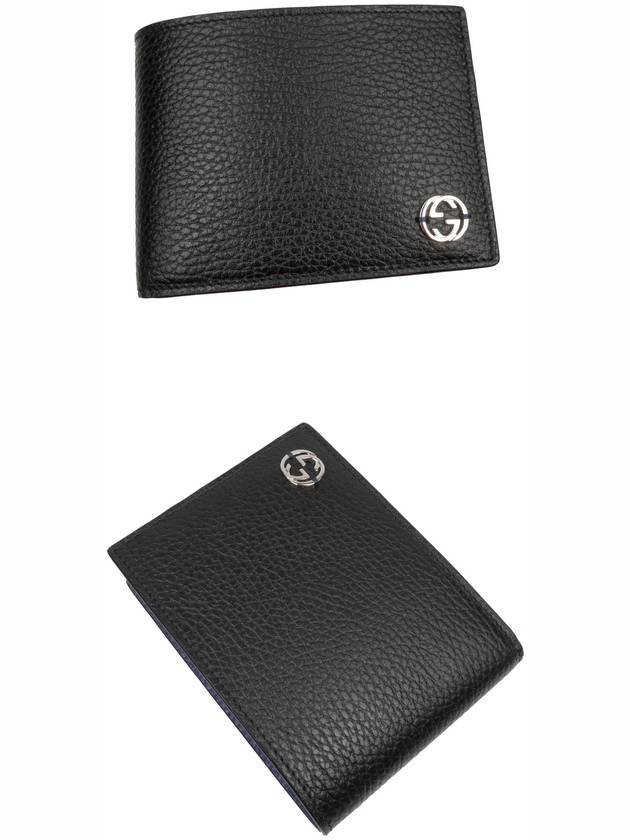 GG Interlocking Logo Two-Tone Half Wallet Black Blue - GUCCI - BALAAN 3