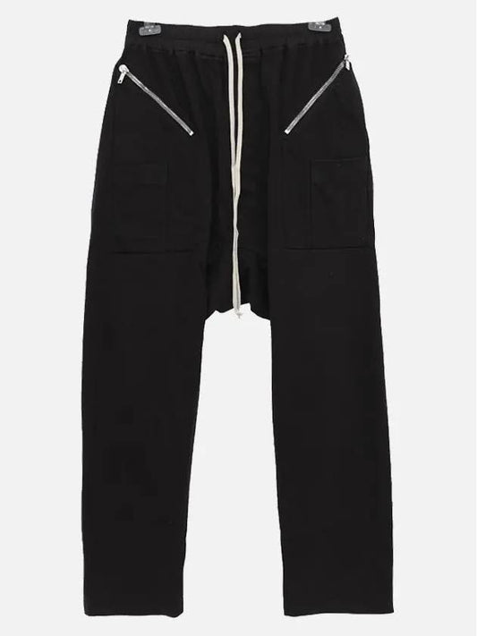 Zipper Cargo Pocket Cotton Track Pants Black - RICK OWENS - BALAAN 2