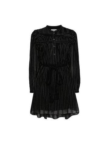 Leozi Striped Cotton Short Dress Black - ISABEL MARANT - BALAAN 1