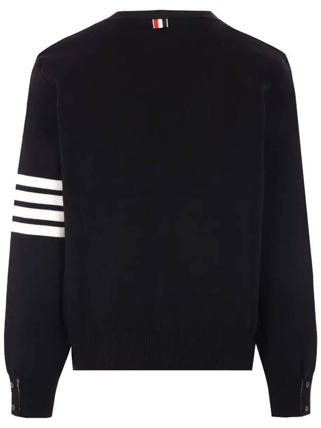 Milano Stitch 4-Bar Cardigan Black - THOM BROWNE - BALAAN 4