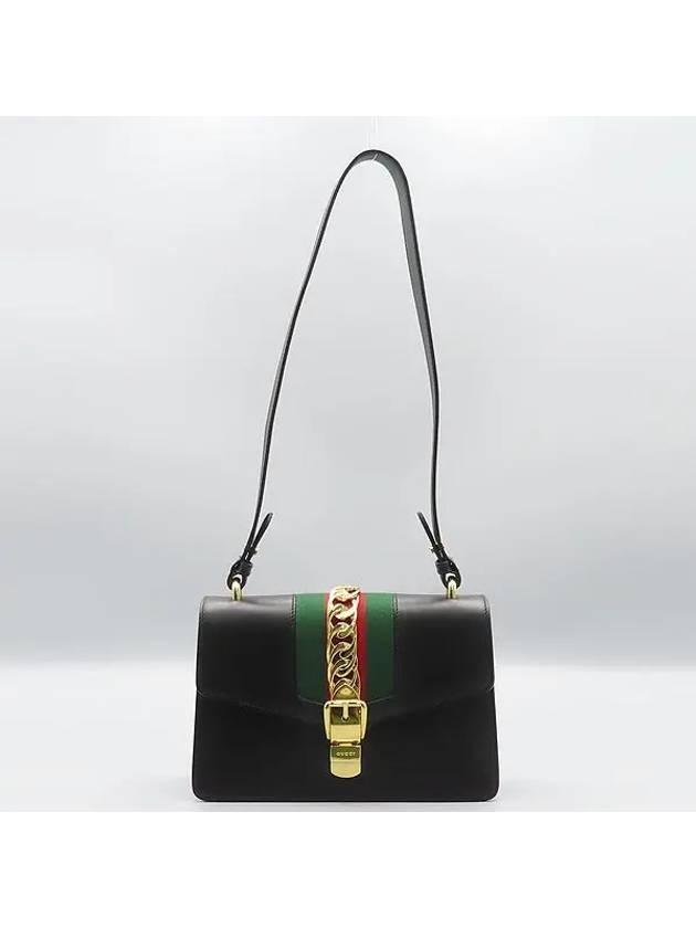 421882 Black leather Gucci Sylvie shoulder bag ribbon strap 2WAY - GUCCI - BALAAN 2