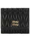 Matelasse Logo Calfskin Half Wallet Black - MIU MIU - BALAAN 2