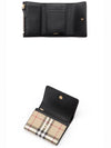 Vintage Check Leather Small Folding Wallet Archive Beige Black - BURBERRY - BALAAN 5