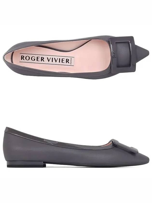 Gommettine Buckle Leather Flats Dark Grey - ROGER VIVIER - BALAAN 5