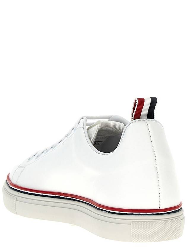 Tennis Vitello Calf Leather Low Top Sneakers White - THOM BROWNE - BALAAN 4