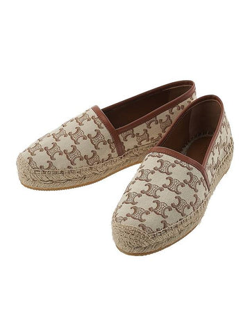 Signature Triomphe Canvas Calfskin Flat Espadrille Ecru - CELINE - BALAAN 1