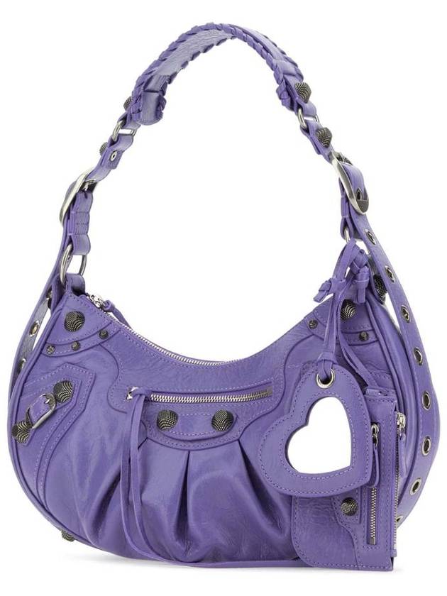 Le Cagole Small Leather Shoulder Bag Purple - BALENCIAGA - BALAAN 3