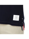 RWB Button Ribbed Polo Wool Knit Top Navy - THOM BROWNE - BALAAN 8