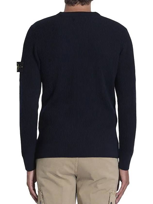 Crewneck Full Rib Wool Knit Top Navy - STONE ISLAND - BALAAN 3