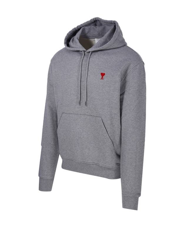 Heart Small Logo Hoodie Grey - AMI - BALAAN 4