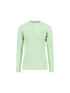 Men s T shirt Sweatshirt Rib Henry Neck Cotton Long Sleeve Top A24SP01OT LIGHT GREEN - AURALEE - BALAAN 1