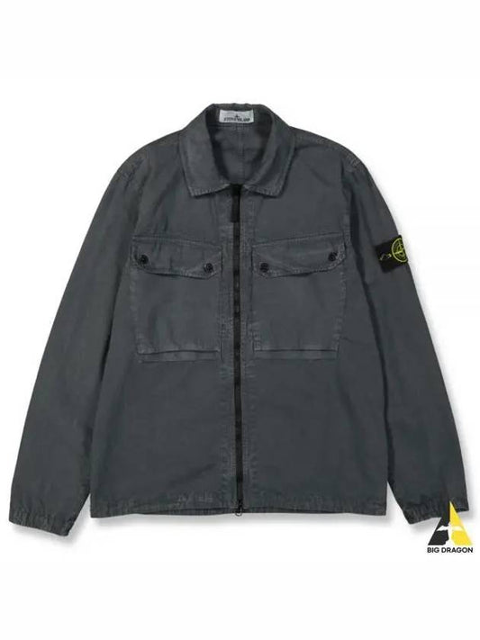 Brushed Organic Cotton Overshirt Jacket Dark Grey - STONE ISLAND - BALAAN 2