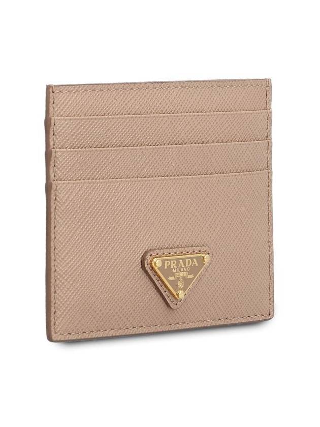 Saffiano Leather Triangle Logo Card Wallet Beige Pink - PRADA - BALAAN 3