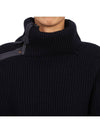 La Maille Vega Asymmetric Mock Neck Wool Knit Top Navy - JACQUEMUS - BALAAN 10