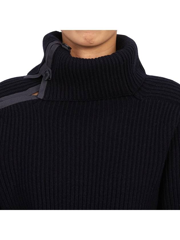 La Maille Vega Asymmetric Mock Neck Wool Knit Top Navy - JACQUEMUS - BALAAN 10