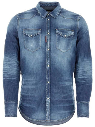 Denim Long Sleeve Shirt Blue - DSQUARED2 - BALAAN 2