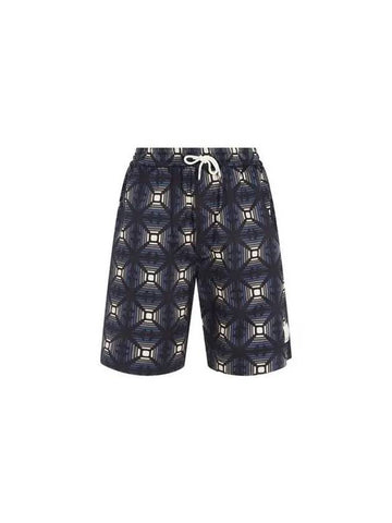 Men s Patterned Cotton String Shorts Dark Navy 271109 - EMPORIO ARMANI - BALAAN 1