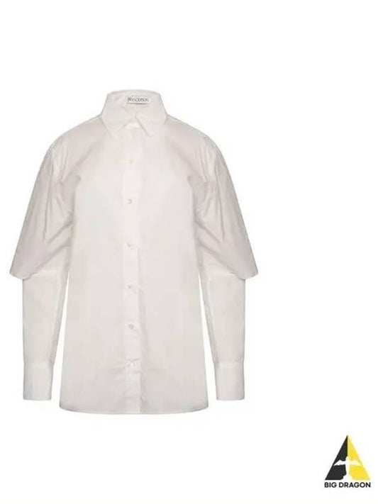 J W Anderson Women s Cutout Sleeve Long Shirt White SH0204 PG0587 - JW ANDERSON - BALAAN 1