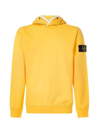 Garment Dyed Cotton Stretch Fleece Hoodie Yellow - STONE ISLAND - BALAAN 1