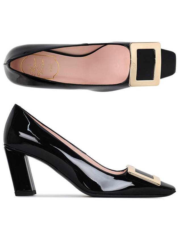 Metal Buckle Patent Leather Pumps Heel Black - ROGER VIVIER - BALAAN 2