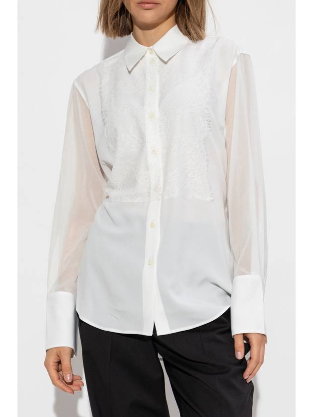 Helmut Lang Shirt With Lace Insert At The Front, Women's, White - HELMUT LANG - BALAAN 3