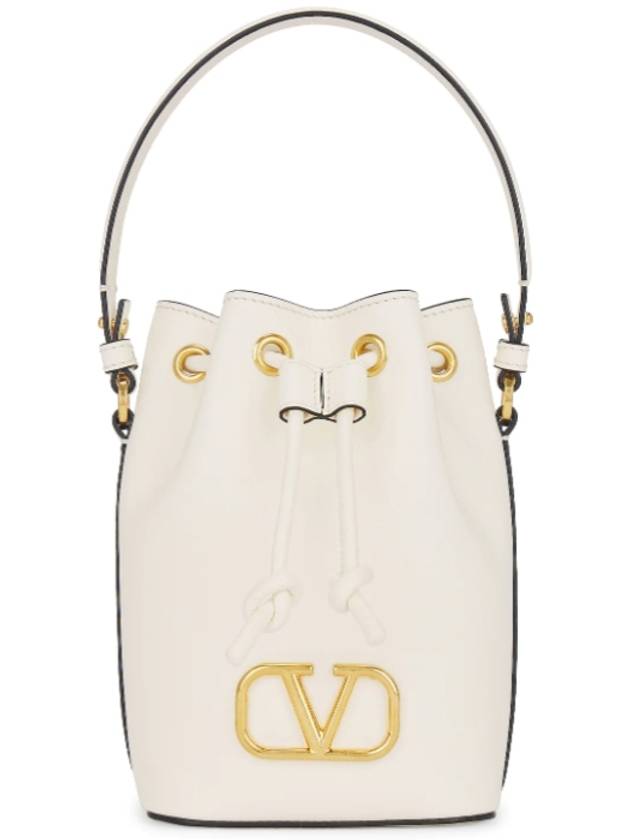 V Logo Signature Nappa Leather Bucket Bag Ivory - VALENTINO - BALAAN 5